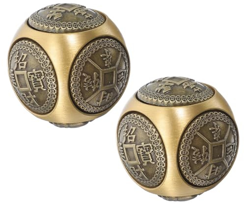 2 Stück Handgymnastikbälle aus Messing, 36mm, Gold, Sechsseitig | Handtherapie und Fingerflexibilität, Dekoratives Design für Business und Zuhause, Qigong Kugeln