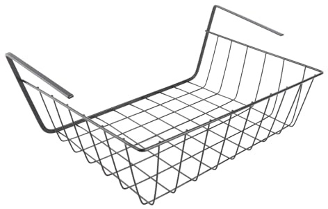 ASHATA Aufbewahrungskorb Unter Dem Regal, Langlebiges Hängendes Design für Küche, Büro, Speisekammer, Metallmaterial (L Schwarz)
