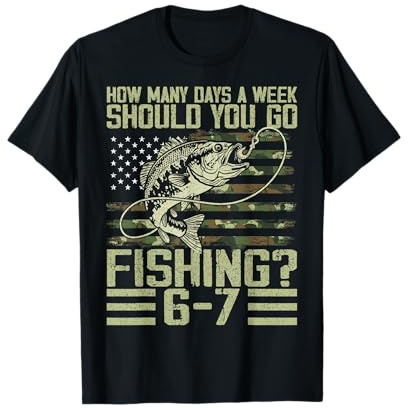 Funny Fishing Boy Teens Kid Camouflage USA Flag Bass Fish 67 T-Shirt