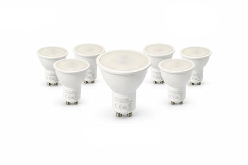 GU10 LED Bulbs, 7W, Cool White, 6500K, 70W Equivalent, Non-Dimmable, Pack of 12, Spotlight for Ceiling Downlights