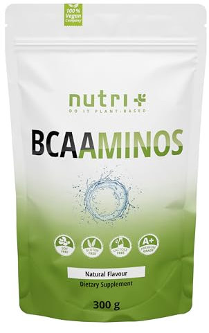 Nutri + BCAA Pulver Neutral - hochdosiert + vegan ohne Süßungsmittel, Zucker, Zusatzstoffe, Geschmack - Natural BCAAs Instant Powder unflavored 300 g