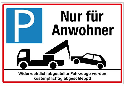 WANDKINGS Hinweisaufkleber für den Innen- und Außenbereich - Parkplatz nur für Anwohner! - 30x20 cm - Aufkleber ohne Schild