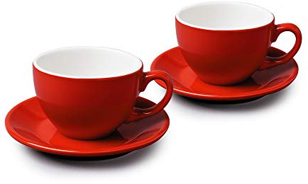 WM Bartleet & Sons 1750 TSET82 Lot de 2 grandes tasses et soucoupes traditionnelles en porcelaine Rouge 300 ml