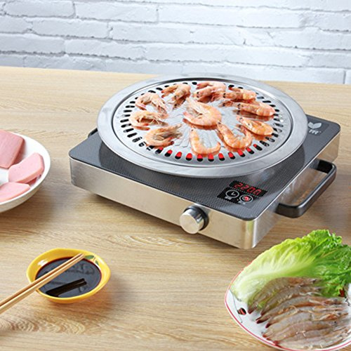 BBQ Plate,korean Style Stovetop,Smokeless Indoor Stainless Steel Non-stick Roasting Round Barbecue Grill Pan For Indoor Outdoor Camping BBQ, Cooking Delicious Roasting Food