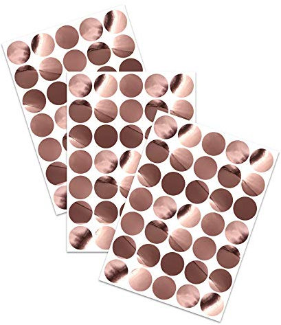 105 Metallic Punkte Kreise zum Aufkleben je 4cm Ø Chrom Sticker Deko Aufkleber Klebeaufkleber zum Basteln und Dekorieren Wandaufkleber Wandtattoo Y051 (Chrom Rosegold, Kreise)