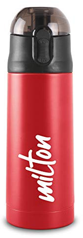 Milton Insulated Water Bottle 16 oz (500 ml) Stainless Steel Double Walled Vacuum Flask Hot and Cold Drinks, Leak Proof Spout Lid, Office, Gym, Hiking, Travel Bottle New Crown 600 Red