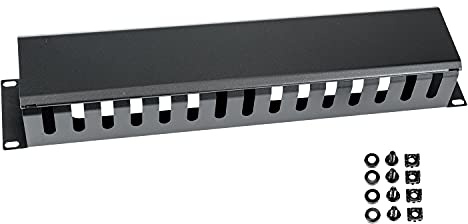 HMF 65452-02 Gestión de cables con cubierta para gabinete de servidor | 19 pulgadas | 2U | Negro