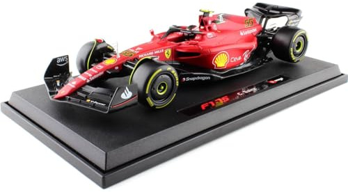 BBURAGO -BBURAGO-1/18 FERRARI-2022 Formel 1 mit Helm #Leclerc-Neuaute FA 2022 Miniaturauto für Kinder, Maßstabsnachbildung, 16811L