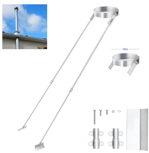 2025 Update Silver Plated High-End Ebusin 10 Extended Roof Bracket Supports Chimney Stove Pipe for DuraVent Triple Wall 6 I.D,Suitable for All Outer Diameters of 10, Stability Against Wind & Snow