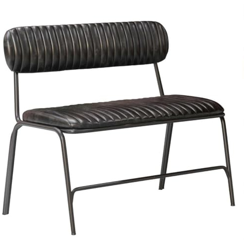 GGMMÖBEL GINO Esszimmerbank mit Rückenlehne | Sitzbank Esszimmer | Küchenbank | Sitzbank mit Lehne | Retro-Stil | Schwarz | Leder | Sitzhöhe: 45cm