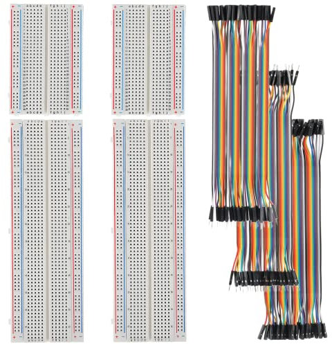 HUAREW Breadboard and Jumper Wires Kit Include 830 Tie Points Breadboard 400 Tie Points Breadboard Jumper Wire