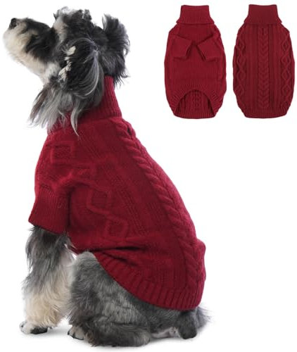 Hjumarayan Hundepullover - Warme Weihnachtspullover Hund mit Beinen, Hundepullover Weihnachten Schöner Hunde Pullover mit Geschirrloch, Hundepulli für Kleine Mittelgroße Hunde (Rot M)
