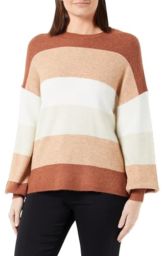 ONLY Damen Onlatia L/S Stripe Pullover KNT Noos Sweater, Tortoise Shell/Stripes:w. Mel/Indian Tan Mel/Cloud Dancer/Pumice Stone Mel/Indian Tan Mel/Tortoise Shell Mel,XL