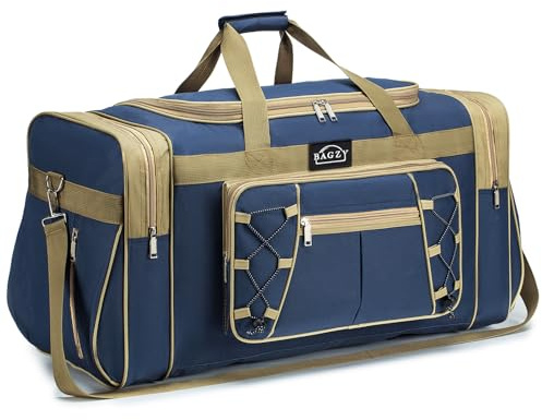 BAGZY Resväska 70 Liter Stor Sportväska Herr Dam Vattentät Handbagage Koffer Kabin Holdall Bag Weekender Resväska Duffle Bag Handväska Resväskor för Gym Camping Resor Semester Blå Gul