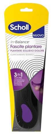 Scholl In-Balance Plantare Sollievo Dolore Fascite Plantare, Plantari con Arco Plantare Rinforzato e Supporto sul Tallone per Alleviare il Dolore, Taglia M (40-42), 1 Paio, Uomo e Donna