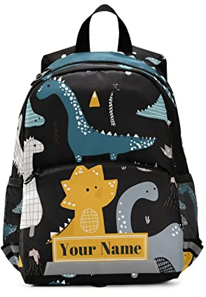 ISAOA Personalisierter Kinderrucksack für Jungen und Mädchen, niedlicher Dino-Rucksack im skandinavischen Stil, Kindergarten, Vorschule, Kindergarten, Reisetasche, grau, M