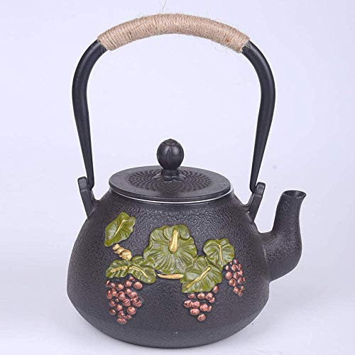 HHUARI Teteras 1 2L Estilo de Granja Samovar Tetera de Hierro Fundido Vidrio Cerámica Tetera esmaltada de Arcilla Hervidor esmaltado The New