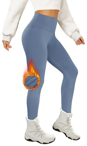 AMIYOYO Thermo Leggings Damen High Waist Mit Fleece | Gefütterte Thermoleggins, Blickdicht Strumpfhose, Warm Kuschelig Elastisch Sport Leggins für Winter