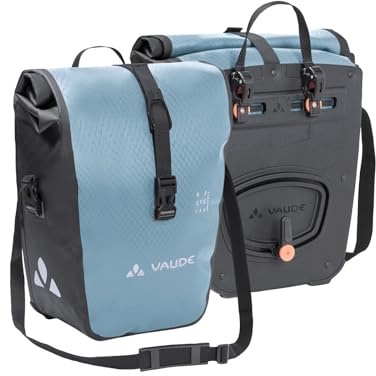 VAUDE Aqua Front (Rec), Fahrradtasche - 2 Vorderradtaschen (2x14L) - wasserdicht - Made in Germany, in blau