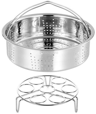 Skingwa Cesta de vapor para ollas a presión instantáneas, accesorios para ollas, cesta de vapor con estante de vapor para huevos (cesta de vapor + estante)