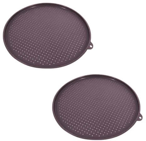 Pizza Tray Round 34.5 cm, Pack of 2 Non-Stick Baking Tray with Perforated, Non-Stick Pizza Baking Tray, Foldable Silicone Pizza Tray, Crisp Tray, Pizza Baking Mat, Pizza Tray for Oven Baking