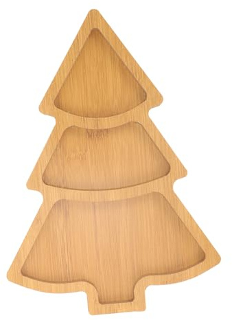 TOPBATHY Christmas Tree Platter, Wooden Christmas Serving Dishes Xmas Serving Plate for Food Storage, Desserts, Fruits, and Cheese 27.70 x 19.50 x 1.20 cm