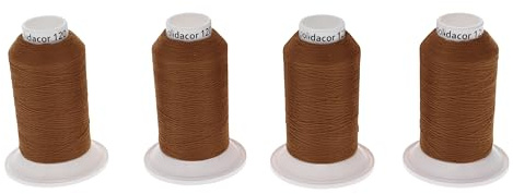SEWFIL Home Polydacor 120, 4-pack sytrådskoner av polyester, 4-pack med 4 spolar på 1 000 meter, 0157, karamellbrun