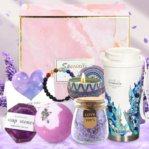 Cadeau Idée cadeau femme anniversaire 30-70 ans, Noël, avec tasse à café, bougies parfumées, sel de bain, coffret pour mère, petite amie, collègue, sœur