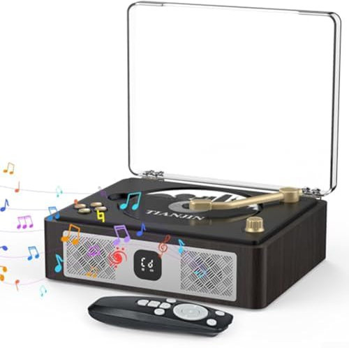 Radio de CD, reproductor de CD portátil, boombox retro, reproductor de CD retro BT5.0 con batería recargable y altavoces duales, 20 x 16,5 x 7 cm (marrón)