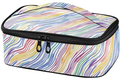 siphylline Mehrfarbige Lunch-Tasche mit abstrakter Linie, isolierte Lunchbox, Arbeits-Lunchbox für Herren, Mini-Kühler, Thermo-Mahlzeittasche, Strandtasche