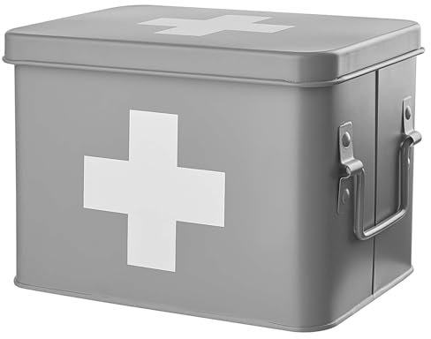 BUTLERS 6er Set Medikamentenbox mit herausnehmbaren Fach MEDIC L22 x B16cm x H16 cm | Aufbewahrung und Organisation von Medikamenten | erste Hilfe Kasten und Hausapotheke