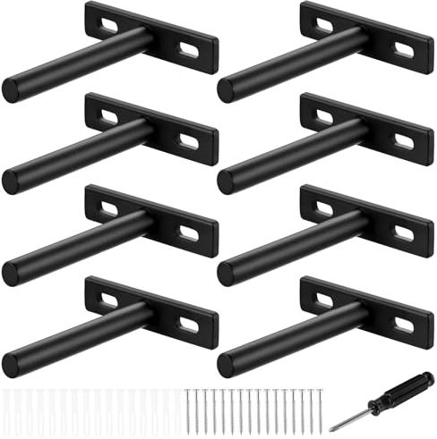 8 Stk 75mm Schwebende Regalhalterung Unsichtbar Regalträger & -Stützen, Regalbodenträger Tablarträger Unsichtbar, Verdeckt Schwebende Lasten Regalhalterungen für Regal Halterung Wand Möbel(Schwarz)