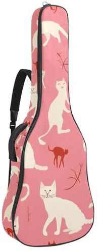 KengjuTesu Akustikgitarre, weicher Koffer mit Rucksackgurt und 2 Taschen, weiche Farbe, Katzen, keine Polsterung, Rucksack, wasserdicht, Oxford-Stoff, Bassgitarre, Gigbag für Konzertgitarren, 109 cm