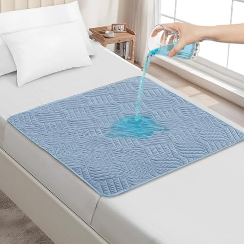 DUJUIKE AlèSes Lavables pour Incontinence avec Ailes, ProtèGe-Matelas ImperméAble, Drap Absorbant RéUtilisable pour Incontinence Et Pipi Au Lit, Dessous AntidéRapant ((Bleu, 85×90cm)