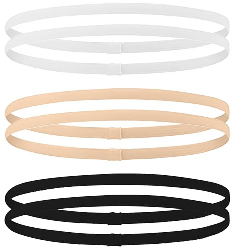 6 Stück haarband sport-Set (2 Schwarz+2 Weiß+2 Hautfarbe)–Rutschfestes Silikon & Starke Schweißabsorption,Perfekt für Laufen,Yoga,Fußball–Ideal für Herren,Frauen,Jugendliche(rutschfestes haarband)