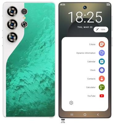 S26 Ultra SIM-Free Cellulari Sbloccati, Android 14, Smartphone Con Display Da 7,3, 16GB RAM 1TB ROM, Batteria Da 8000mAh, Fotocamera Da 72MP 108MP, Dual SIM 5G/sblocco Facciale/GPS,Green-7.3 Inch