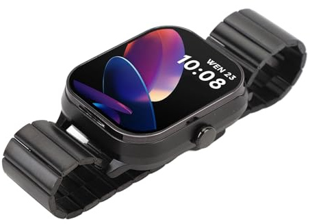 Julihai 2 in 1 NFC Sports Smart Watch for Men HD Screen Fitness Tracker Music Player for Workout Travel Zinc Alloy (Black with Steel Strap)