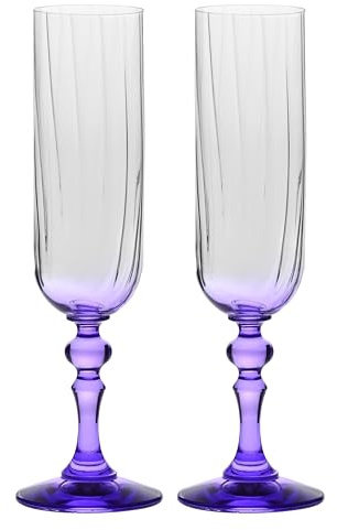 Champagneglas KROSNO 220 ml med lila fot, set om 2 – för mocktails, Mimosa, Prosecco, Cava och Spritz – blyfritt kristallglas – tål diskmaskin – Celebration Moments Bubble