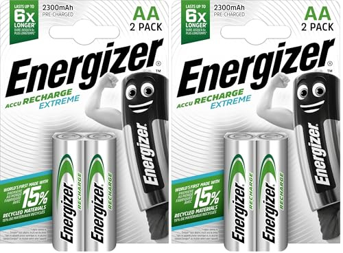 Q-Connect Energizer ENR Recharge Extreme 2300 AA BP2 - Piles domestiques (Rechargeable Battery, AA, Hybrides Nickel-m tal (NiMH), 1,2 V, 2 pi ce(s), 2300 mAh) E300624500 (Lot de 2)