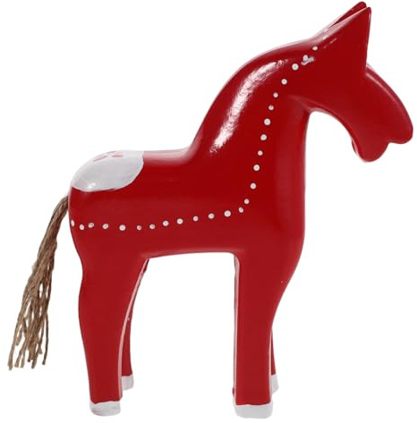 Garneck Figurine Cheval Zodiaque Chinois en Bois Rouge Sculptée la Main, Décoration Intérieure Feng Shui pour Bureau et Maison, Statue Cheval Antique pour Nouvel an 2026, Ornement
