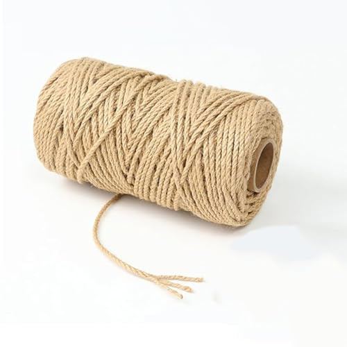 Corde en sisal naturel pour arbre à chat, jardin, réparation, artisanat, emballage, projet de bricolage (4 mm x 20 m, marron clair)