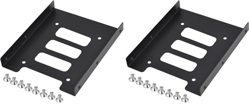 TRIXES Métal Noir 2,5 Pouces SSD à 3,5 Pouces SSD Kit de Montage de Disque Dur Interne - Support pour Disque Dur - Remplacement de Montage Haute Performance (Lot de 2)
