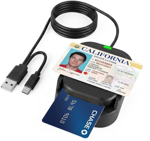 2in1 USB-A & USB-C Kartenlesegerät Personalausweis NFC & Chipkartenleser | NFC Reader für den Neuen Personalausweis Bankkarten, Smartcard Reader NFC kompatibel mit Windows, Linux, Android, Mac