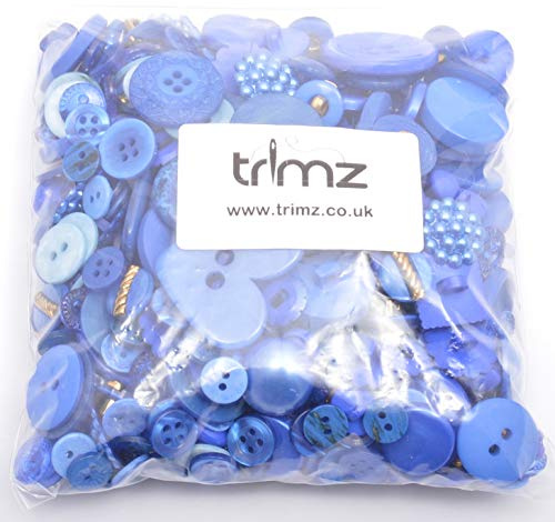 Trimz Knöpfe in verschiedenen Formen und Größen, 250 g, Blau