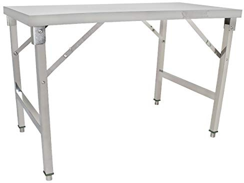 Beeketal 'BA120-60K' Edelstahl Küchen Arbeitstisch klappbar mit 120 kg Tragkraft und justierbaren Stellfüßen, Abmessung Klapptisch aufgebaut (L/B/H): ca. 1200 x 590 x 800 mm