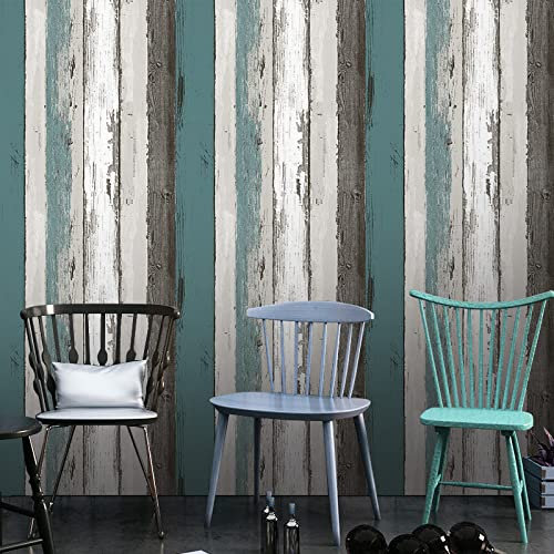 Wallpaper Self-Adhesive Klebetapete Selbstklebend Selbstklebende BordüRe Tapeten Klebefolie Wandfolie Kinderzimmer FüR Wohnung Renovierung Blaue und graue vertikale Streifen 23.62 X 196.85 Zoll