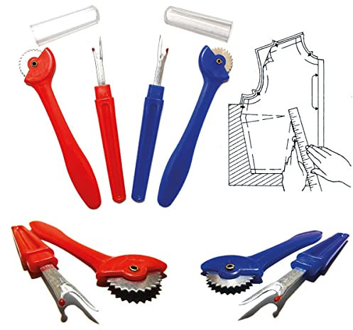 Mondo Idea Roue pour tailleurs + taille-boutonnières - Roue de Tracing pour tissu de roue avec poignée outils de couture avec dents à pression Seam Remover Ripper Broderie Quilting (rouge)