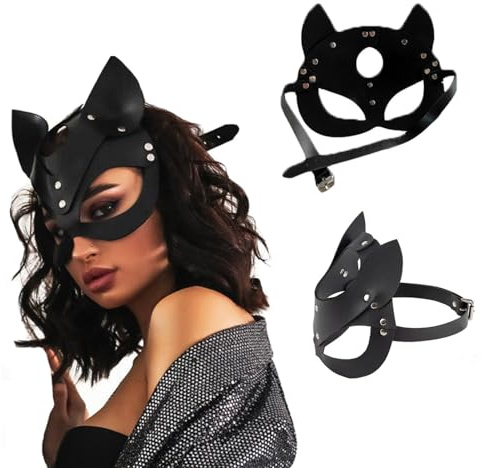 VicSec Masquerade Leather Mask Sexy PU Leather Half Face Fox Mask