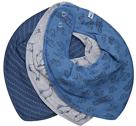 PIPPI Bandana Bib Boy -AOP (3-pack), babero triangulo bebe,