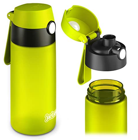 Jarlson® Trinkflasche Kinder MIKI - Wasserflasche 500ml - BPA frei - auslaufsicher - Kinderflasche - Tritan Flasche für Schule, Kindergarten (Neongrün)
